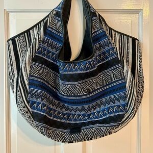 TOMS Blue Canvas Southwestern Tapestry Woven Large Tote Boho Shoulder Bag